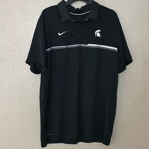 Men’s Michigan State University MSU Spartans Black Nike Dri-Fit Polo, XL